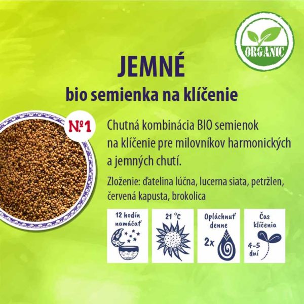 Jemné bio semienka na klíčenie