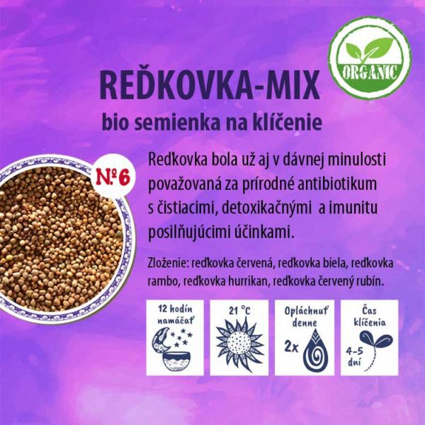 Reďkovka-mix bio semienka na klíčenie - bio klíčky